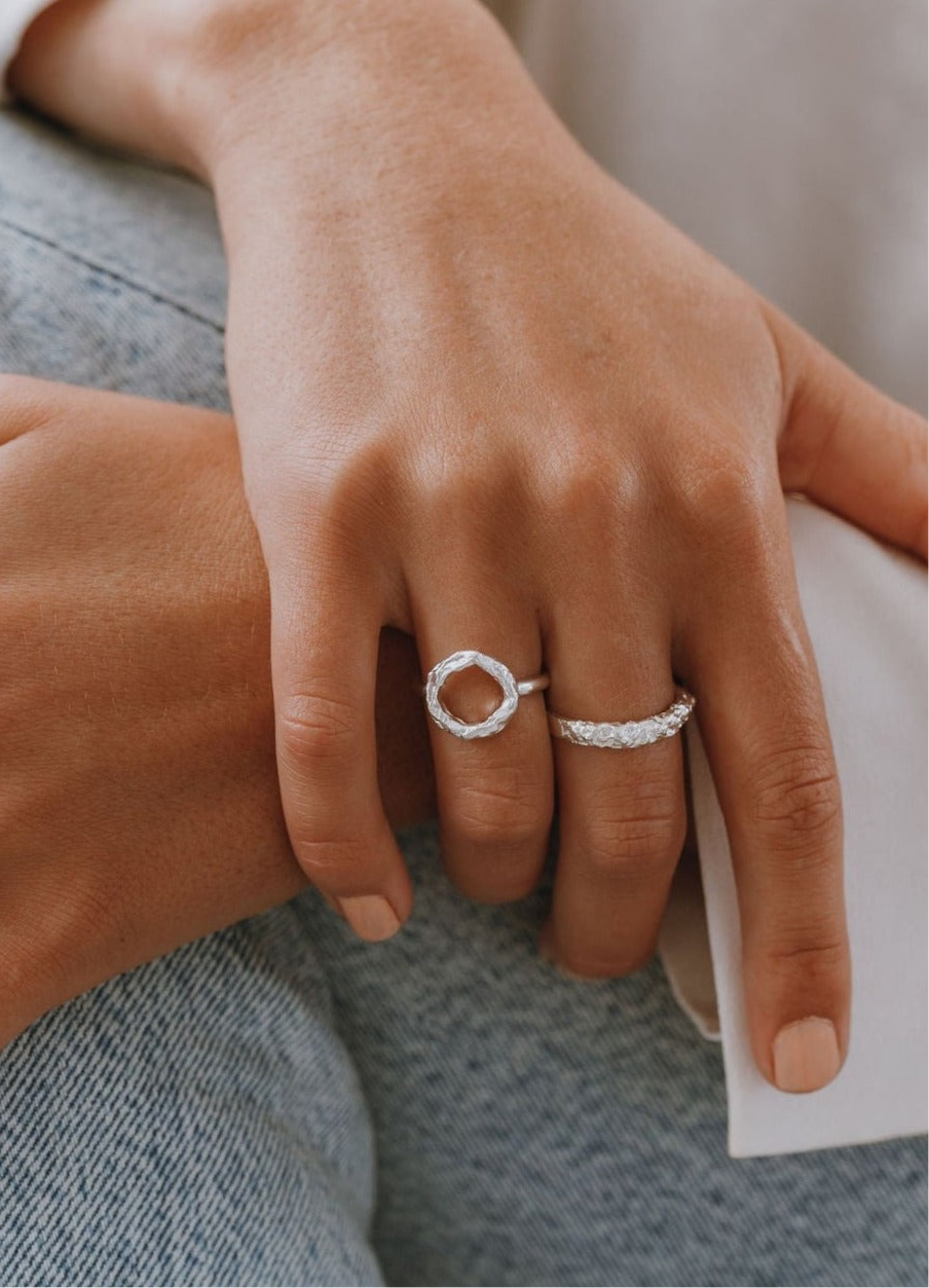 Sterling Silver & Gold Vermeil Organic Molten Hoop Ring