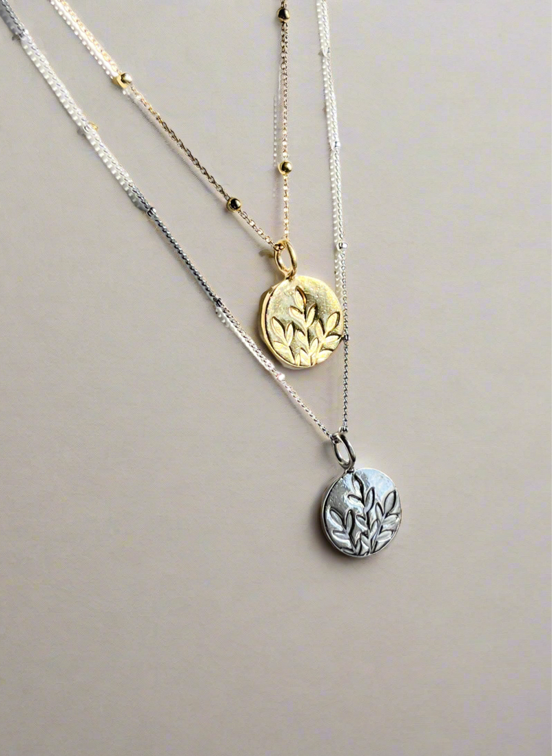 Sterling Silver & Gold Vermeil Bloom Coin Affirmation Necklace