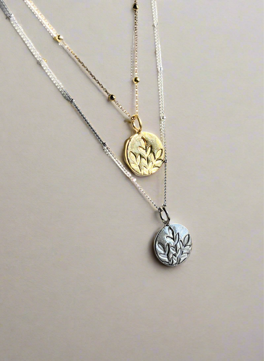 Sterling Silver & Gold Vermeil Bloom Coin Affirmation Necklace