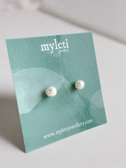 Sterling Silver Freshwater Baroque Pearl Stud Earrings