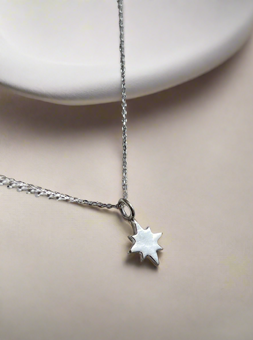 Sterling Silver Guiding North Star Pendant Necklace