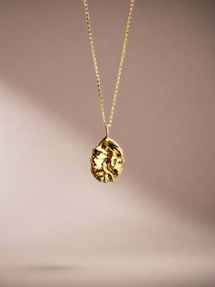 Gold Vermeil Textured Teardrop Pendant Necklace