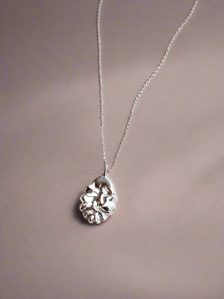 Sterling Silver Textured Teardrop Pendant Necklace