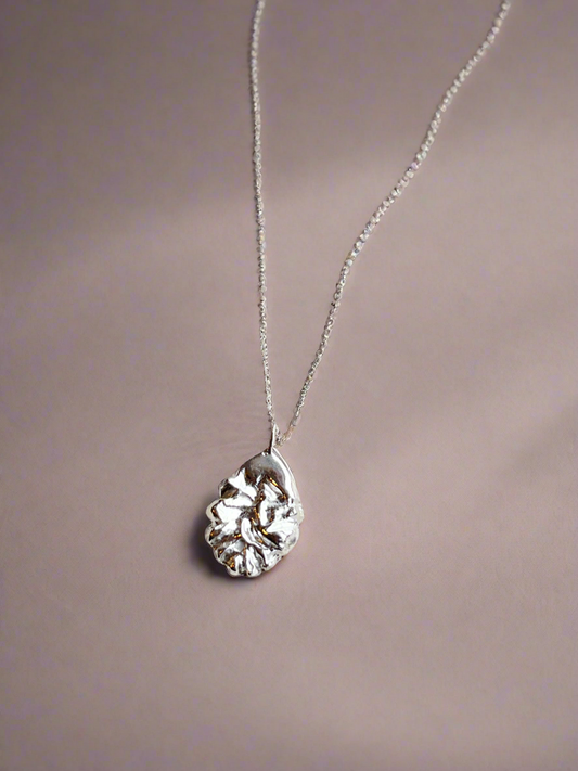 Sterling Silver Textured Teardrop Pendant Necklace