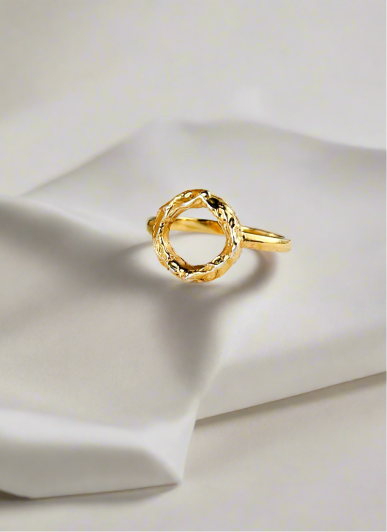 Sterling Silver & Gold Vermeil Organic Molten Hoop Ring