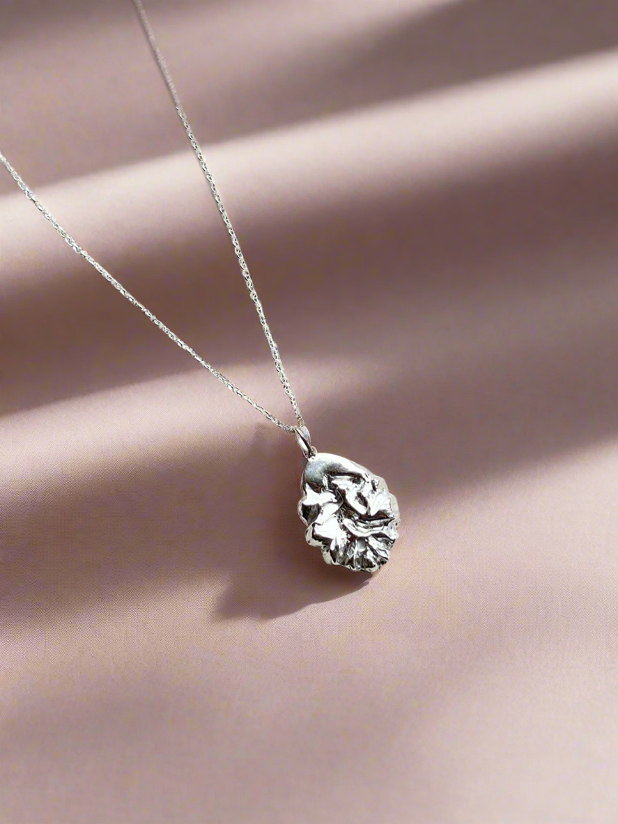 Sterling Silver Textured Teardrop Pendant Necklace