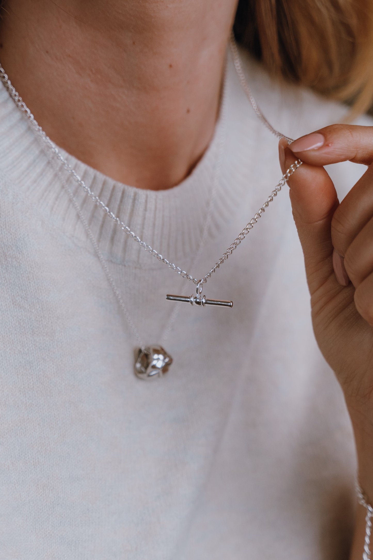 Sterling Silver Timeless Balance T Bar Necklace