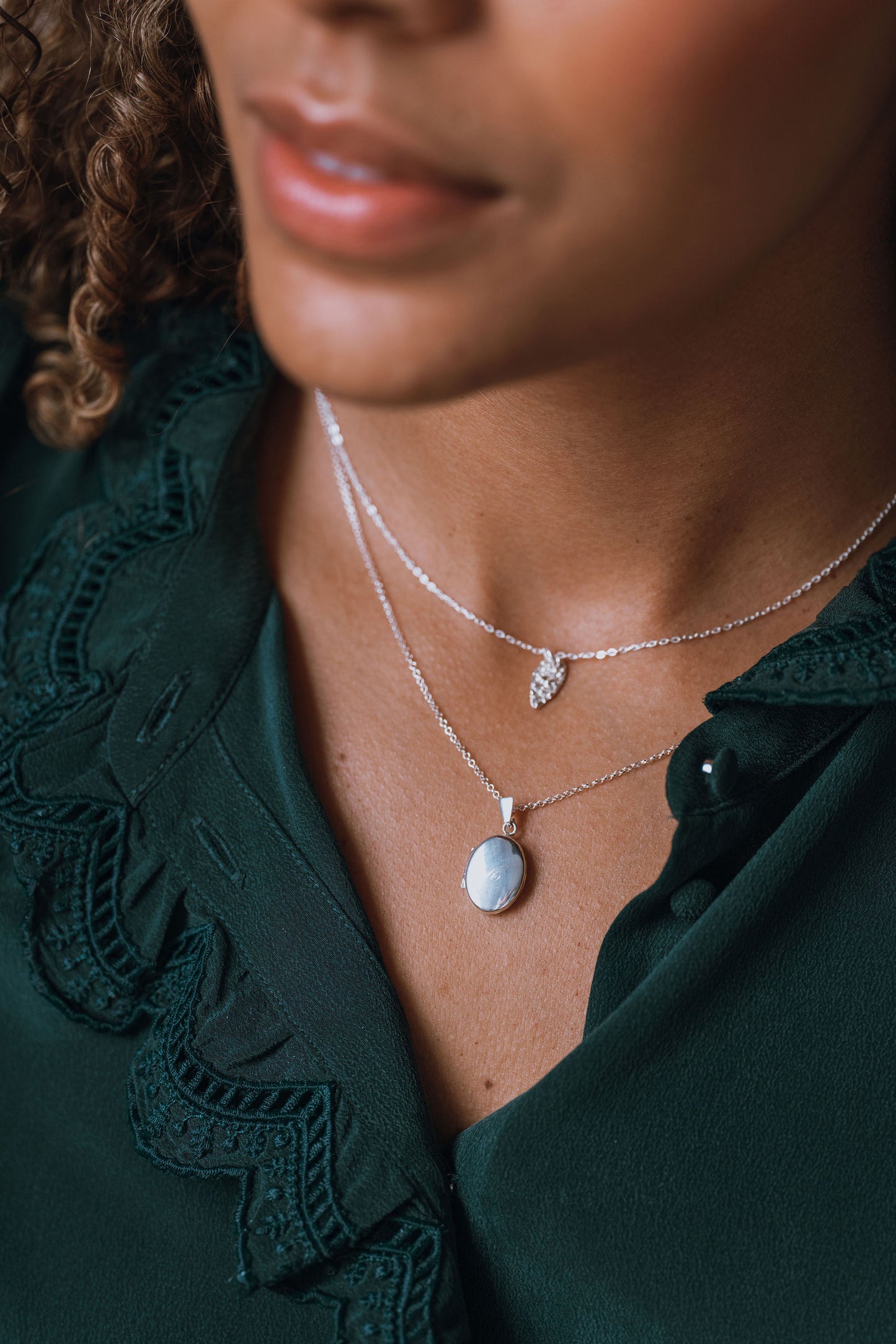 Sterling Silver Oval Locket Necklace with Initial Engraving