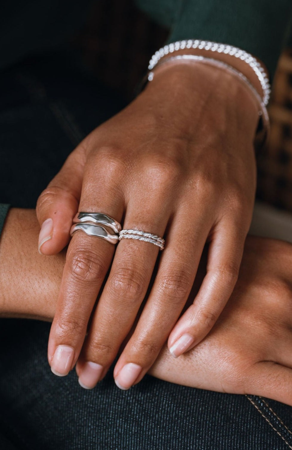 Sterling Silver & Gold Vermeil Unique Molten Flow Rings