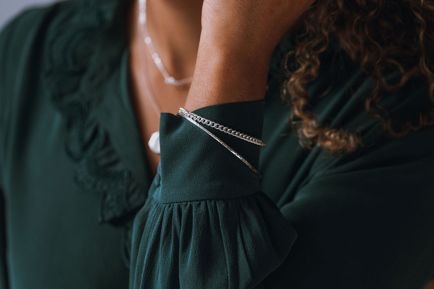 Sterling Silver Hammered Textured Bangle