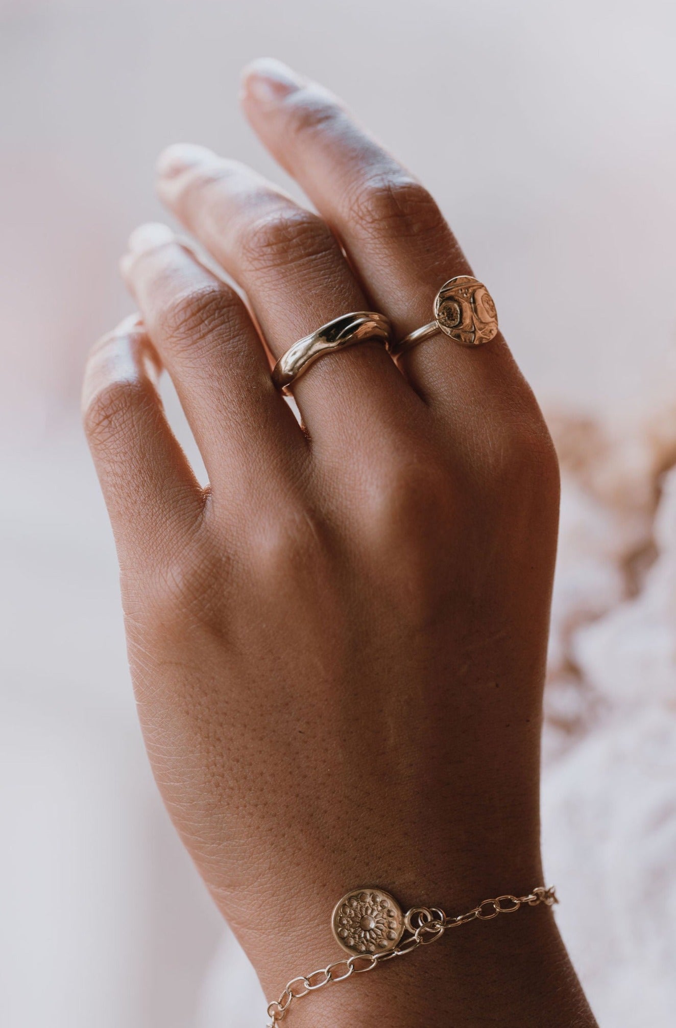 Sterling Silver & Gold Vermeil Unique Molten Flow Rings