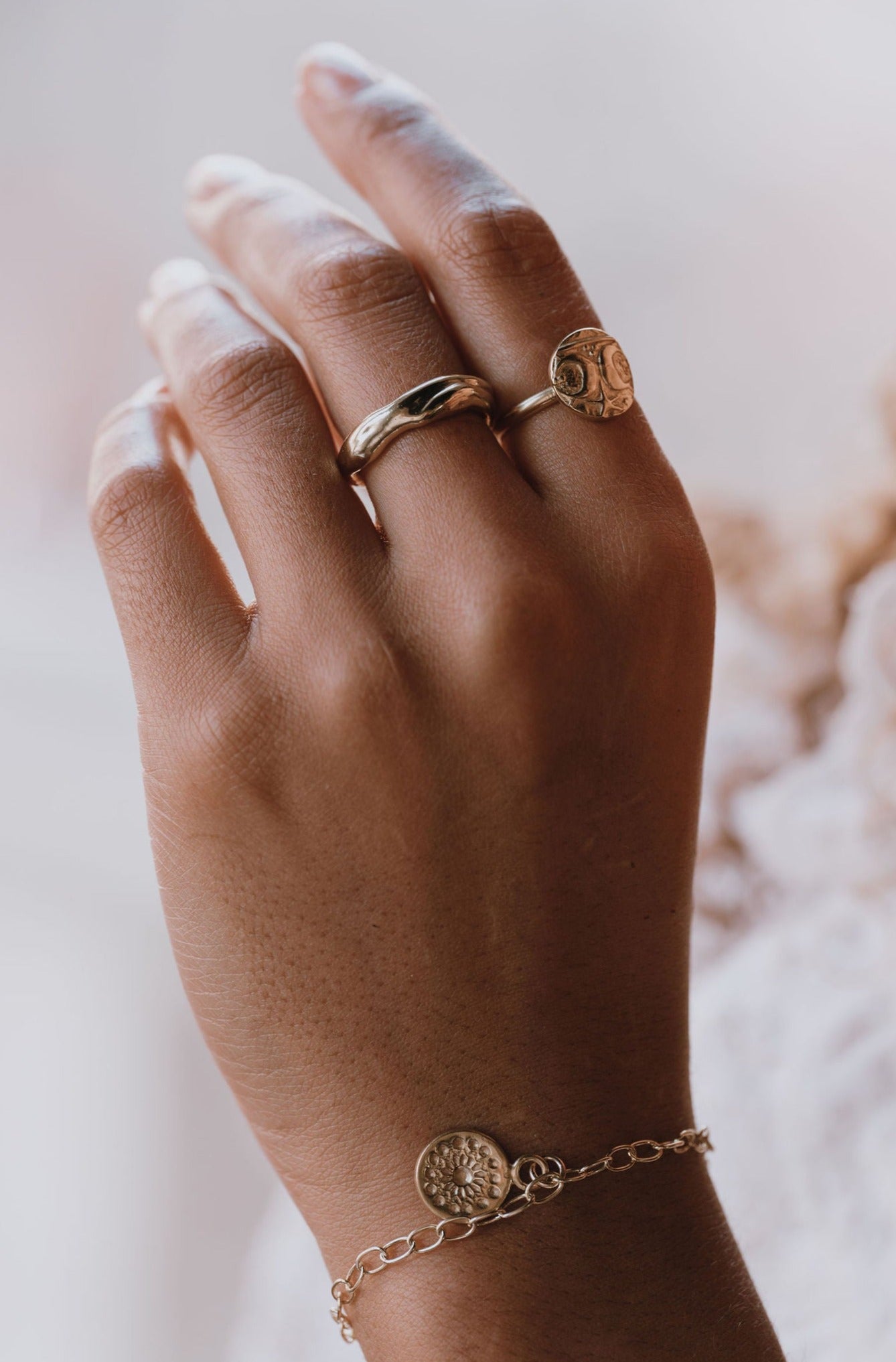 Gold Vermeil Adjustable Warrior Coin Ring
