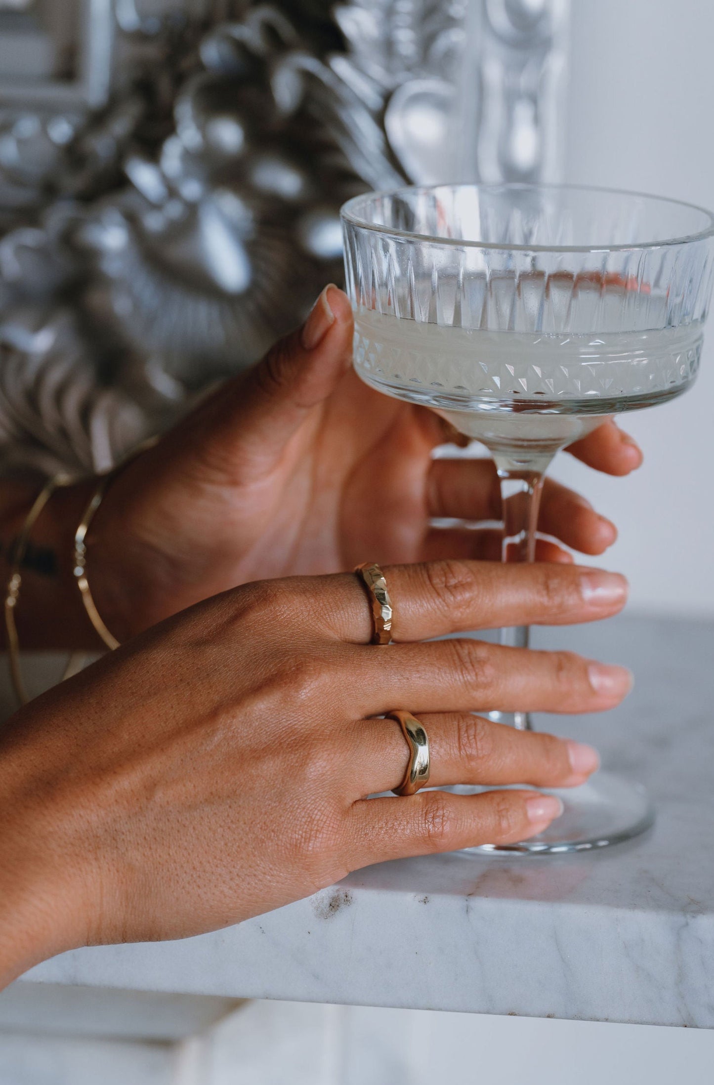 Sterling Silver & Gold Vermeil Unique Molten Flow Rings