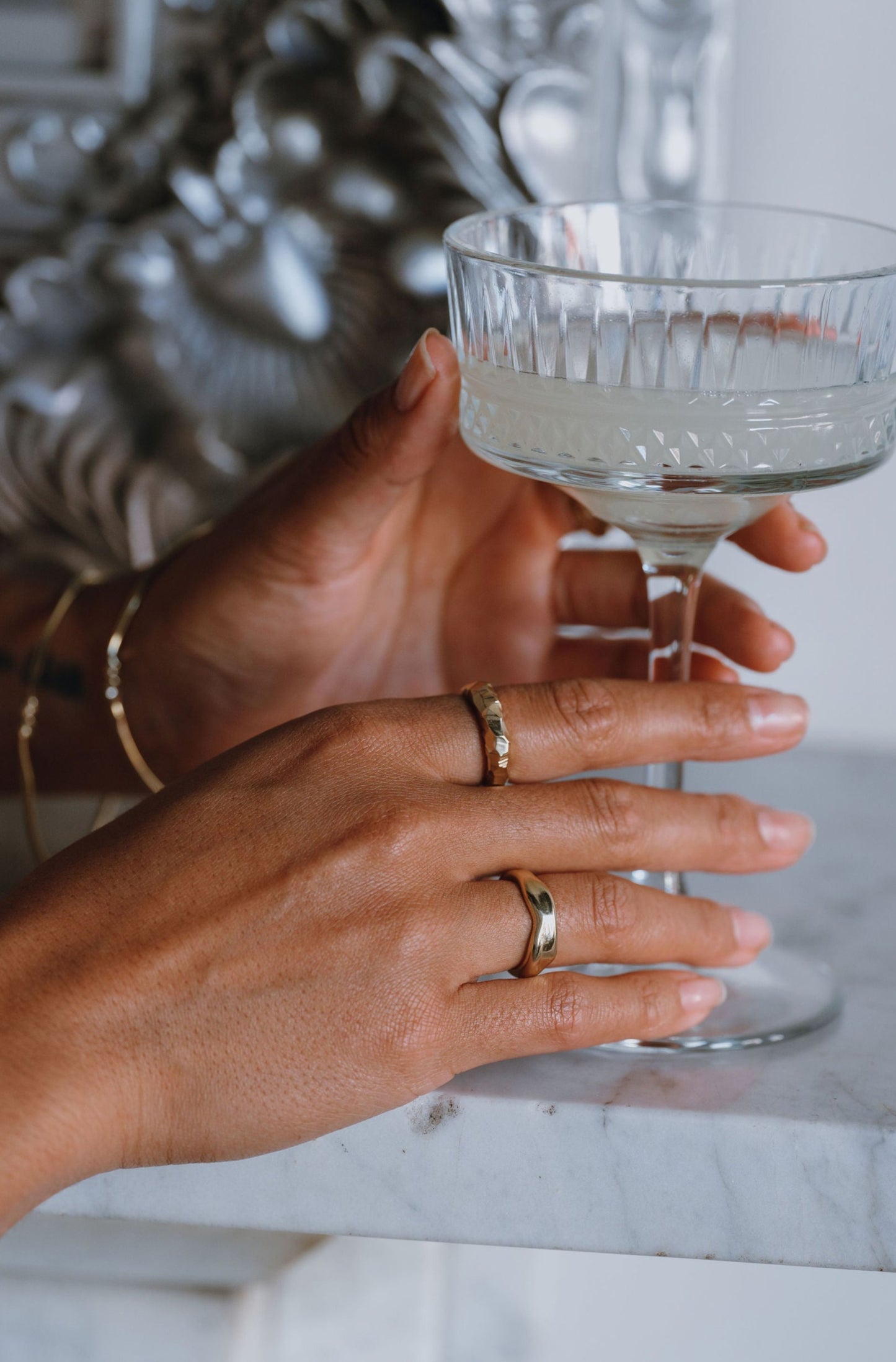 Gold Vermeil Light Catcher Faceted Ring