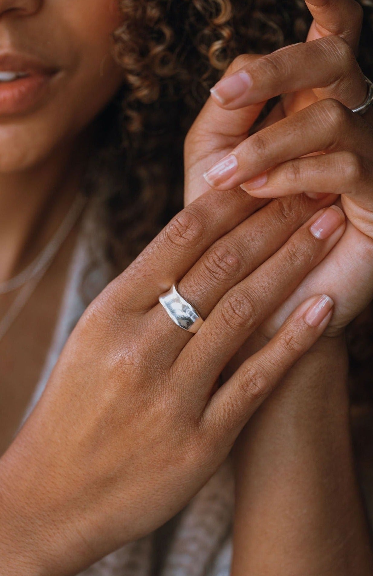 Sterling Silver Wide Flow Curve Ring