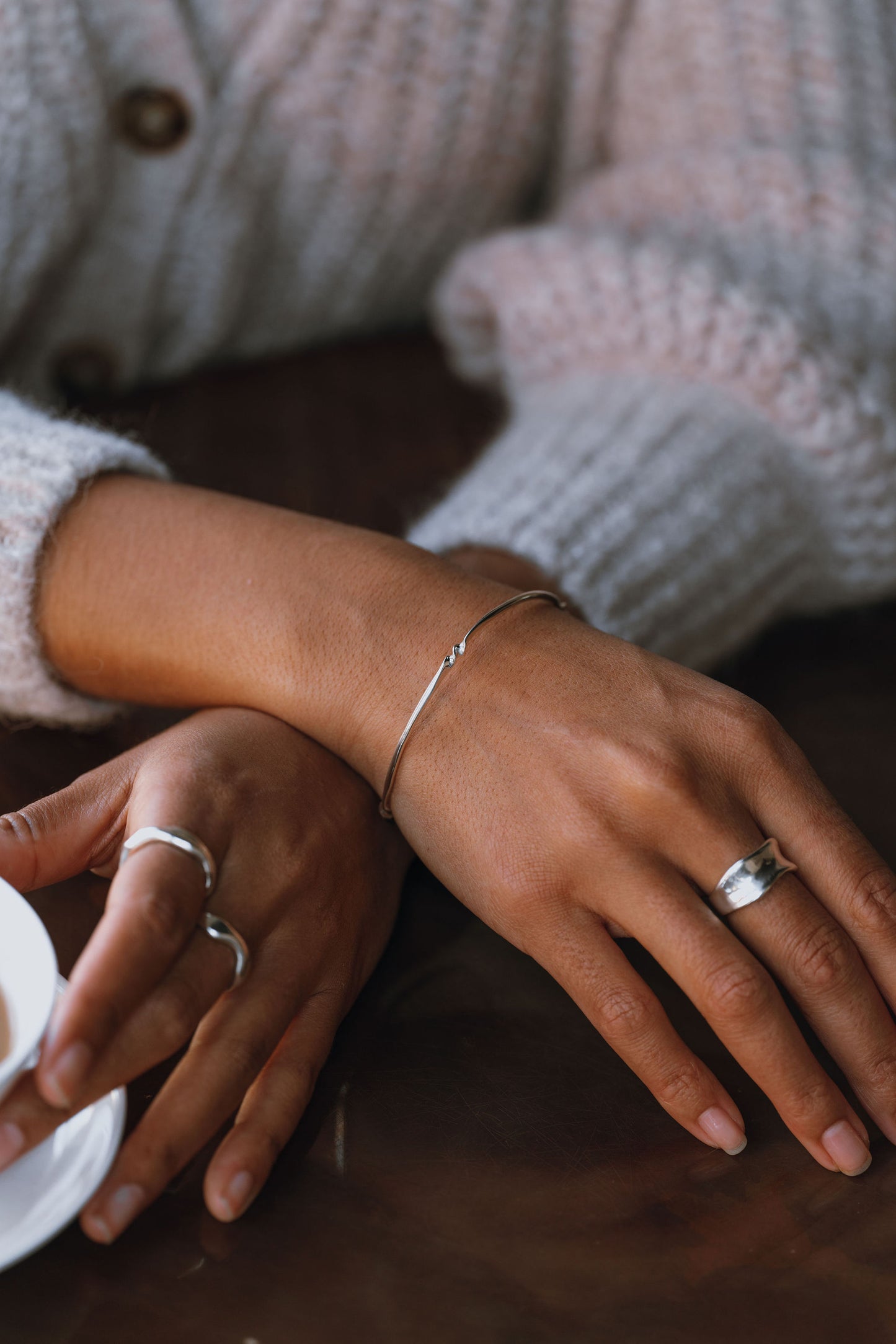 Sterling Silver Twist Flow Bangle