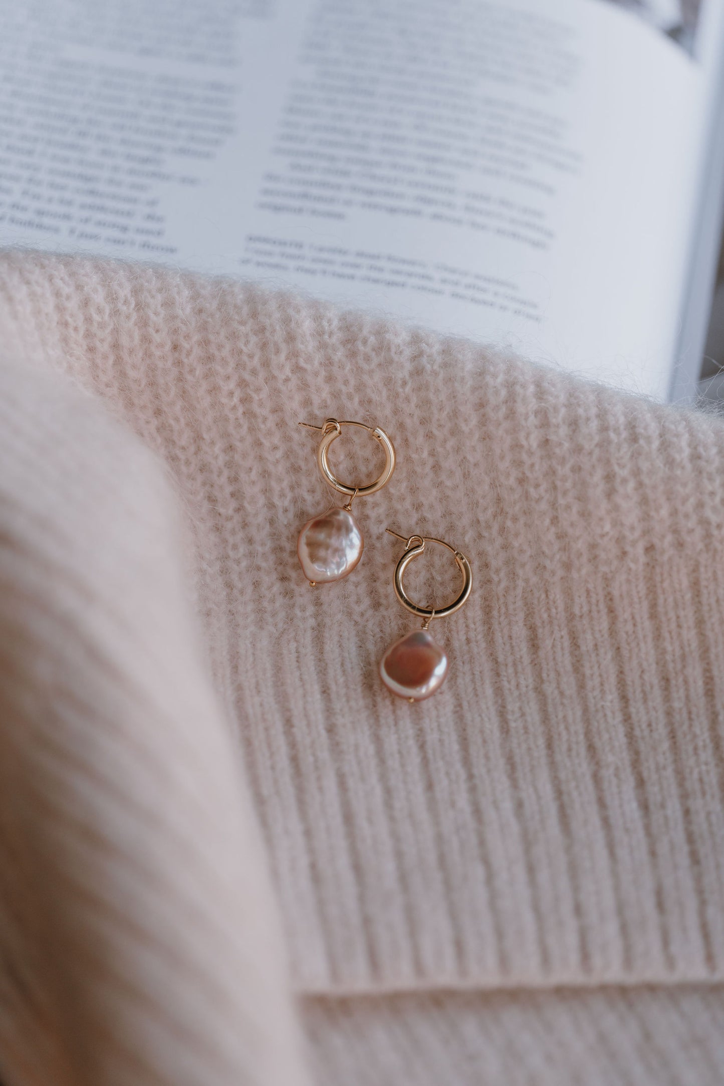 Gold Vermeil & Lavender Metallic Freshwater Pearl Hoop Earrings