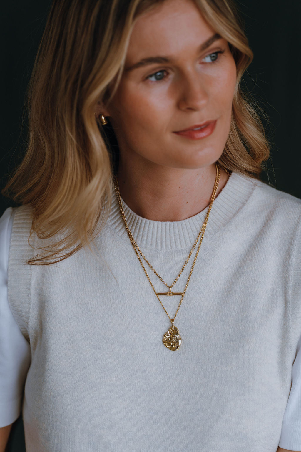 Gold Vermeil Timeless Balance T Bar Necklace