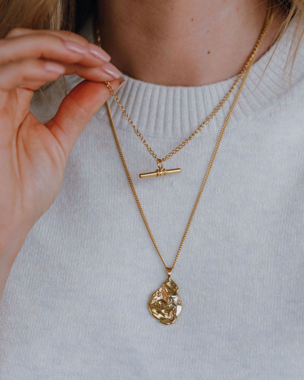 Gold Vermeil Timeless Balance T Bar Necklace