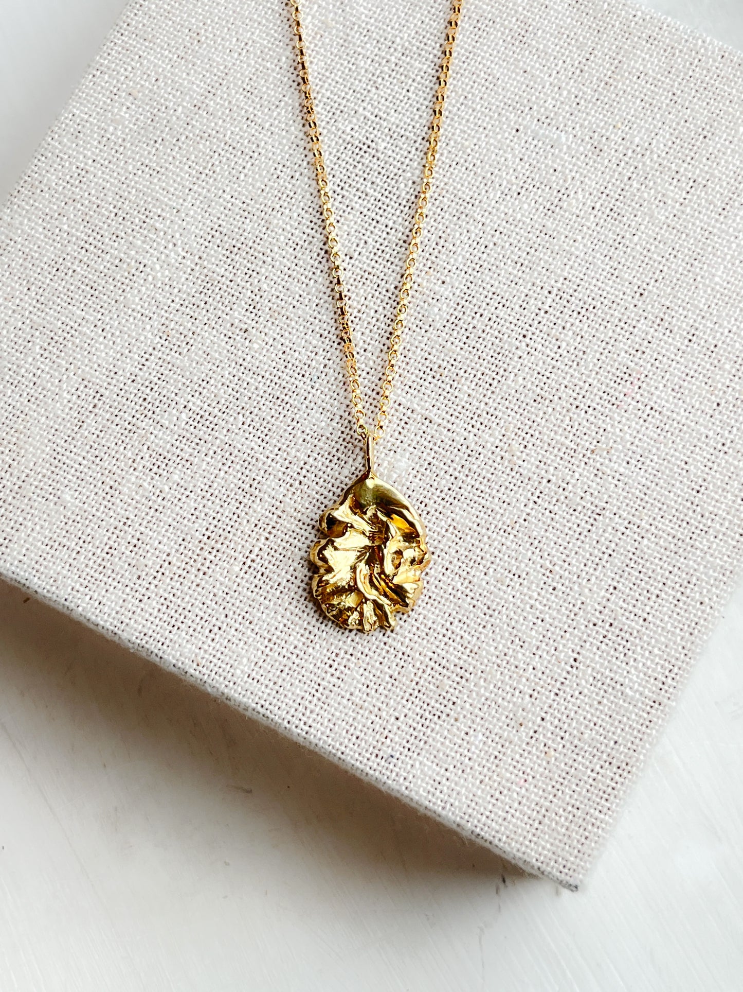 Gold Vermeil Textured Teardrop Pendant Necklace