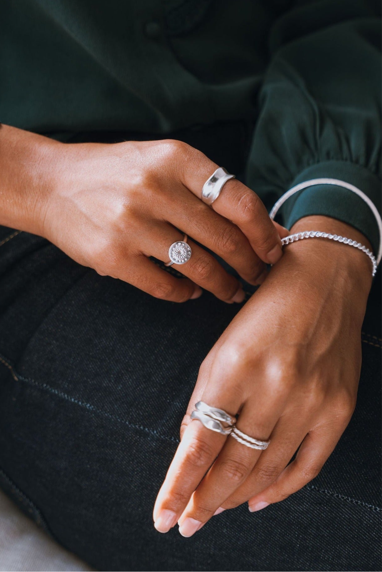 Sterling Silver Wide Flow Curve Ring