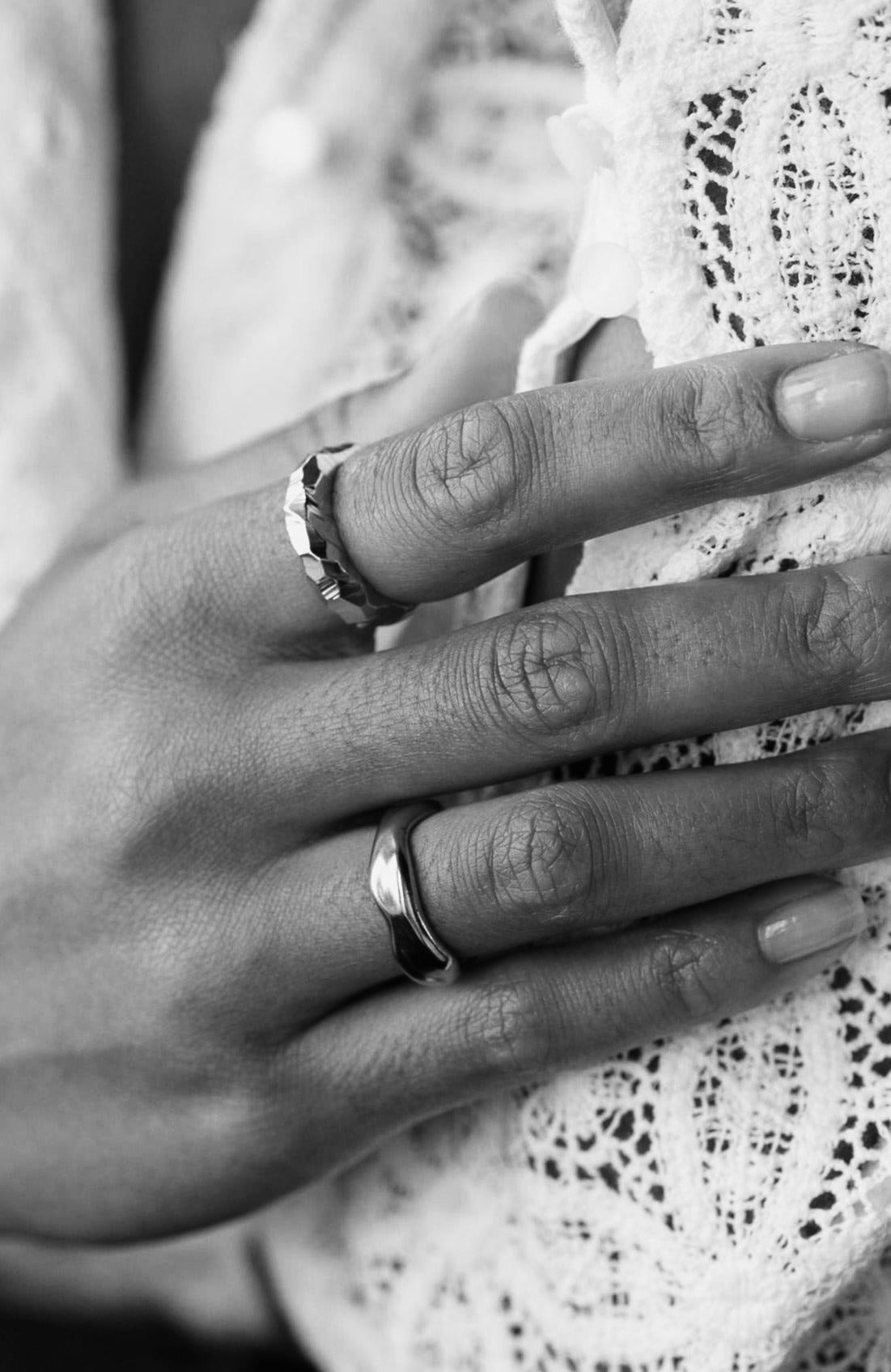 Sterling Silver Light Catcher Faceted Ring