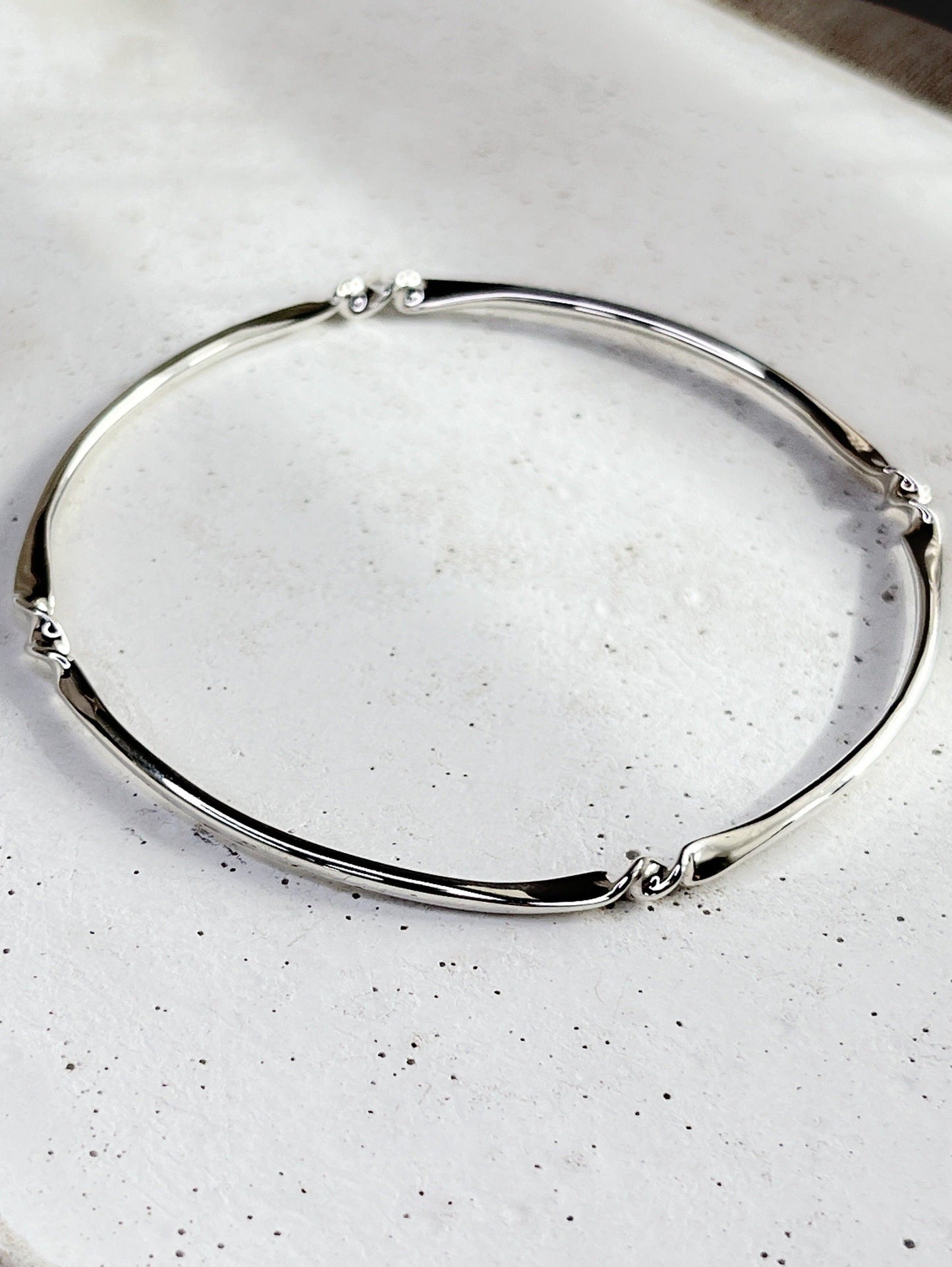 Sterling Silver Twist Flow Bangle