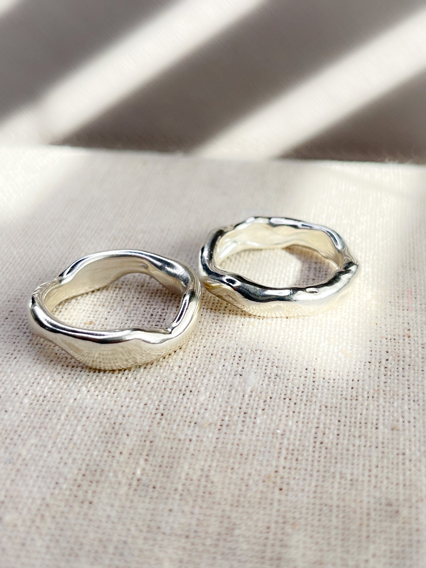Sterling Silver & Gold Vermeil Unique Molten Flow Rings