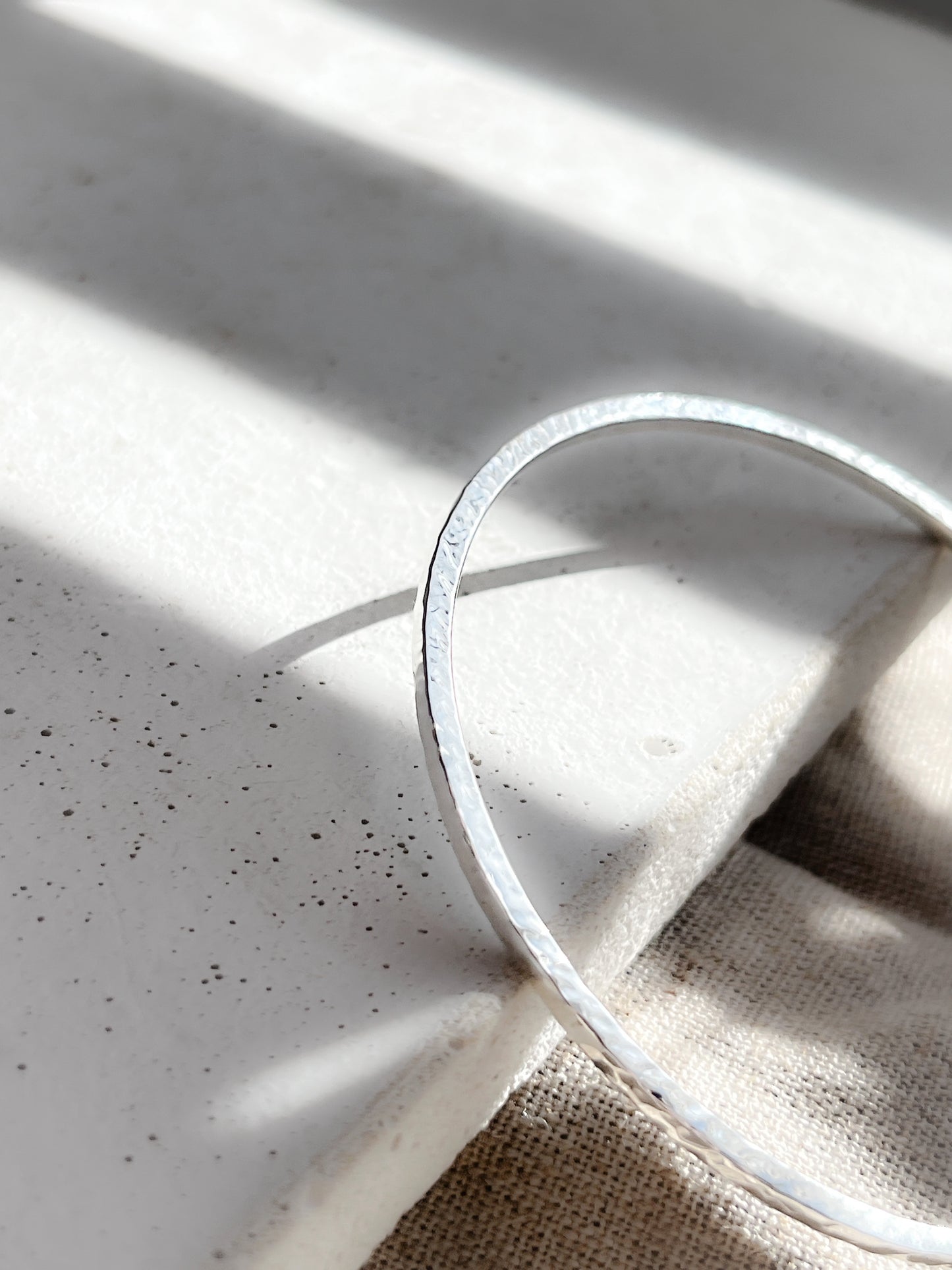 Sterling Silver Hammered Textured Bangle