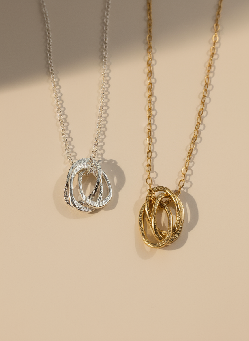 Sterling Silver and Gold Vermeil Love Links Necklace