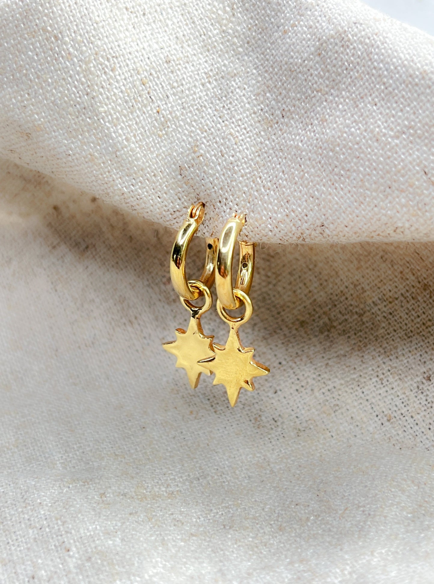 Gold Vermeil Guiding North Star Charm Earrings