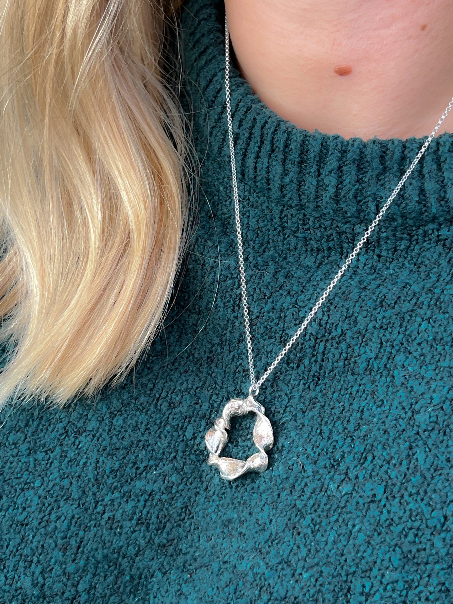Sterling Silver Flow Twist Pendant Necklace