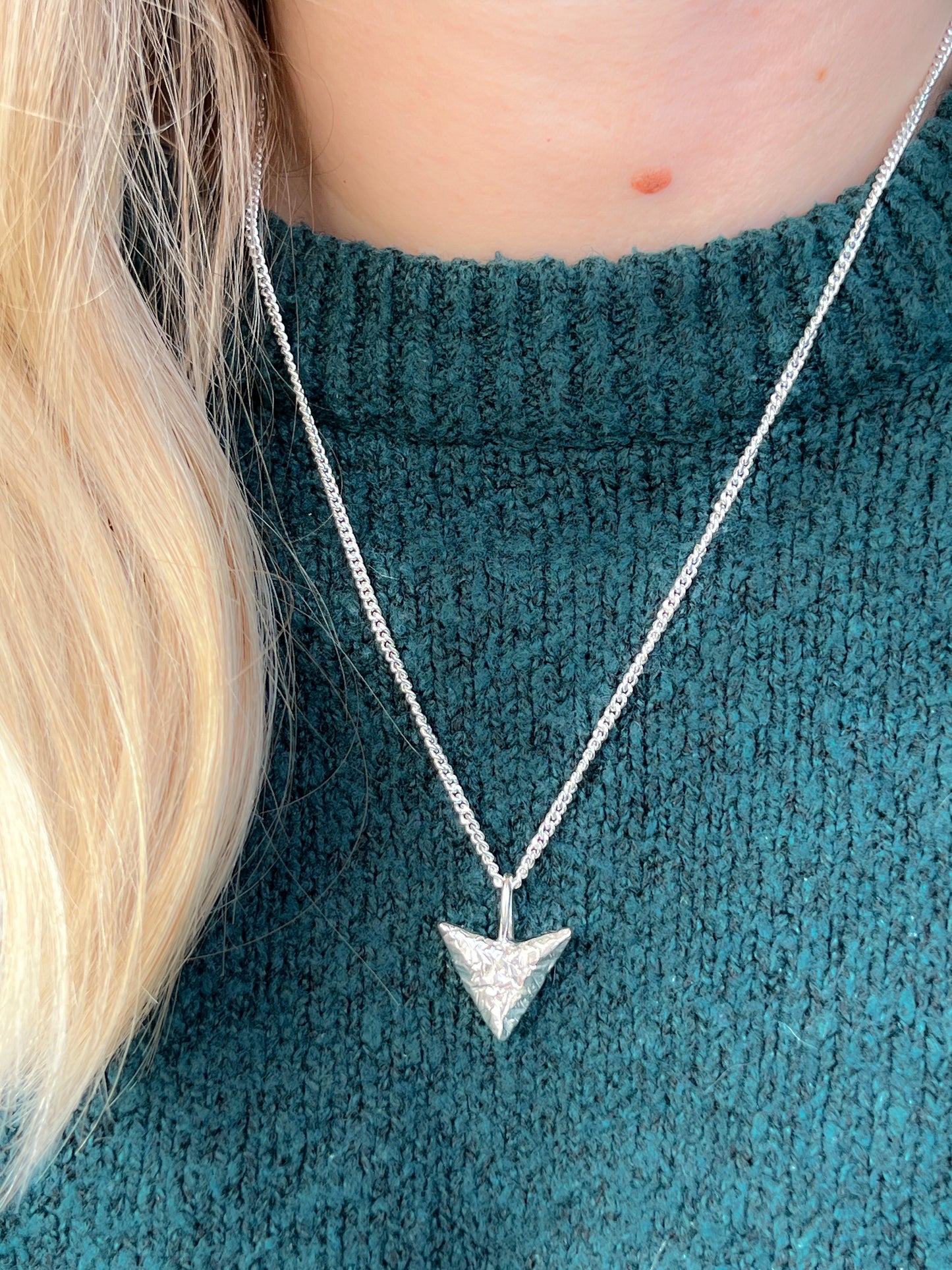 Sterling Silver Take Aim Arrow Head Pendant Necklace