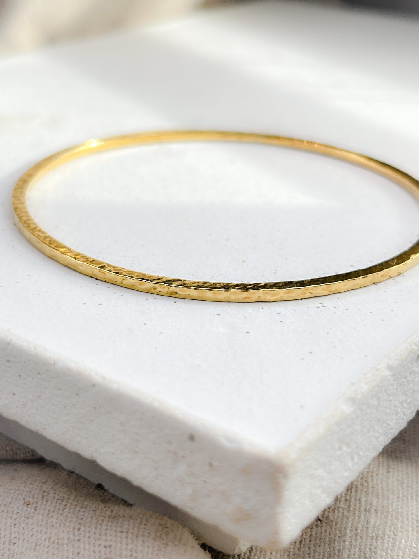 Gold Vermeil Hammered Textured Bangle