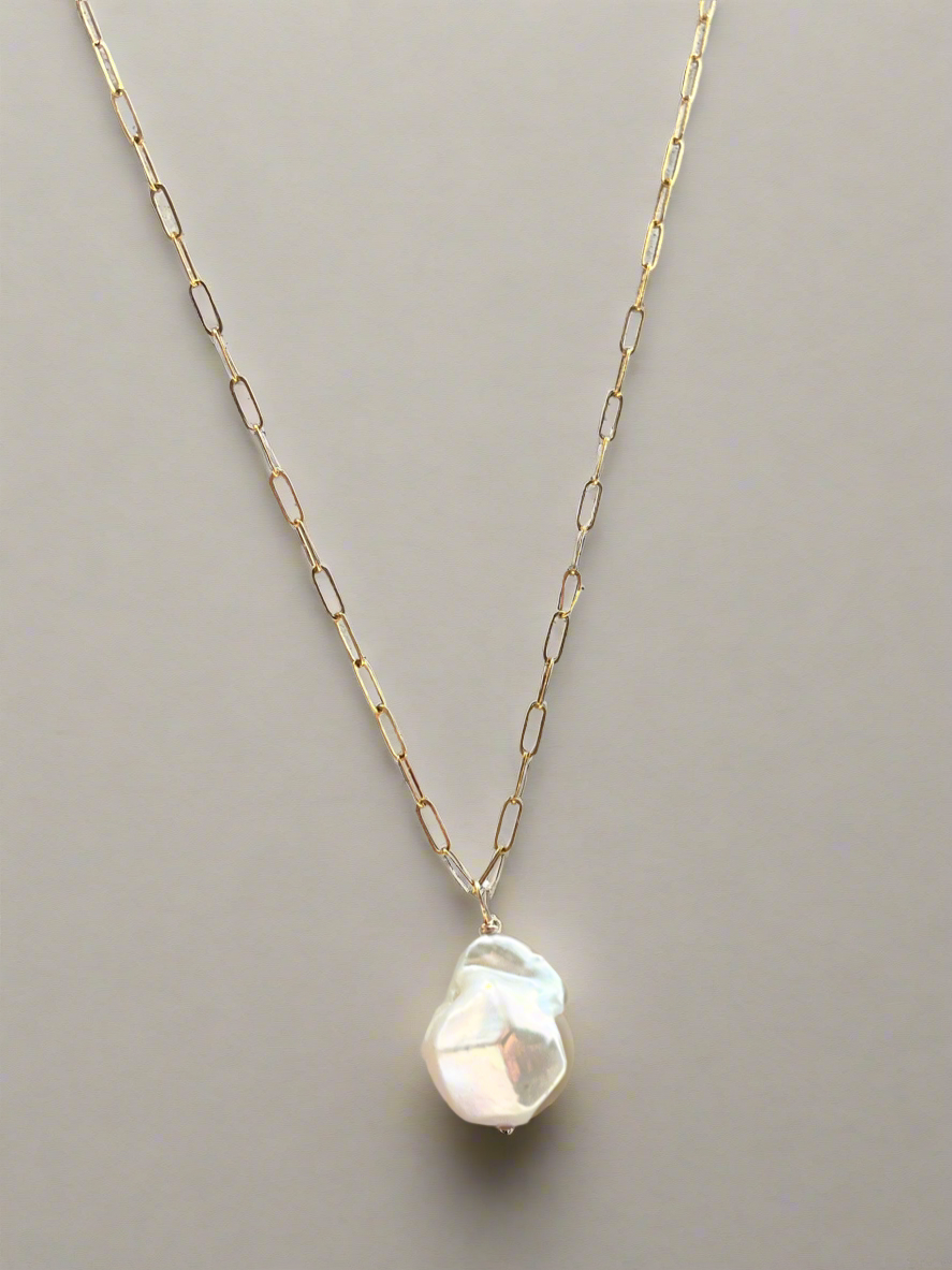Baroque Freshwater Pearl & Gold Chain Necklace