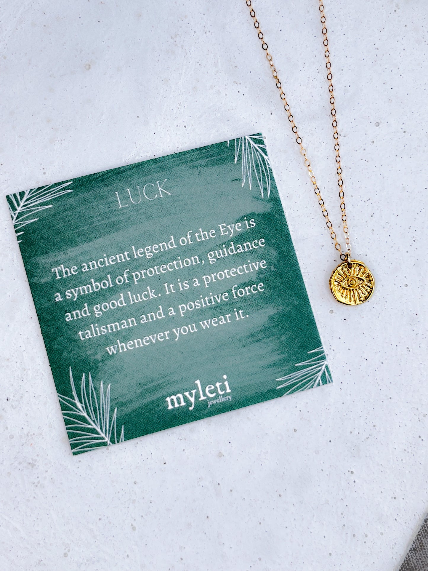 Gold Vermeil Ancient Eye Luck Coin Necklace