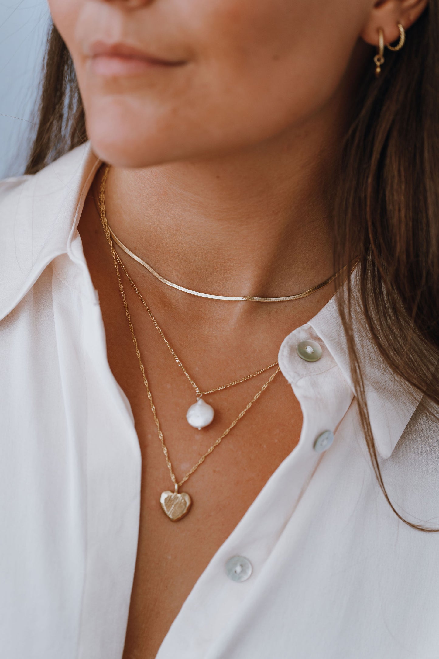 Sterling Silver & Gold Vermeil Freshwater Coin Pearl Pendant Necklace