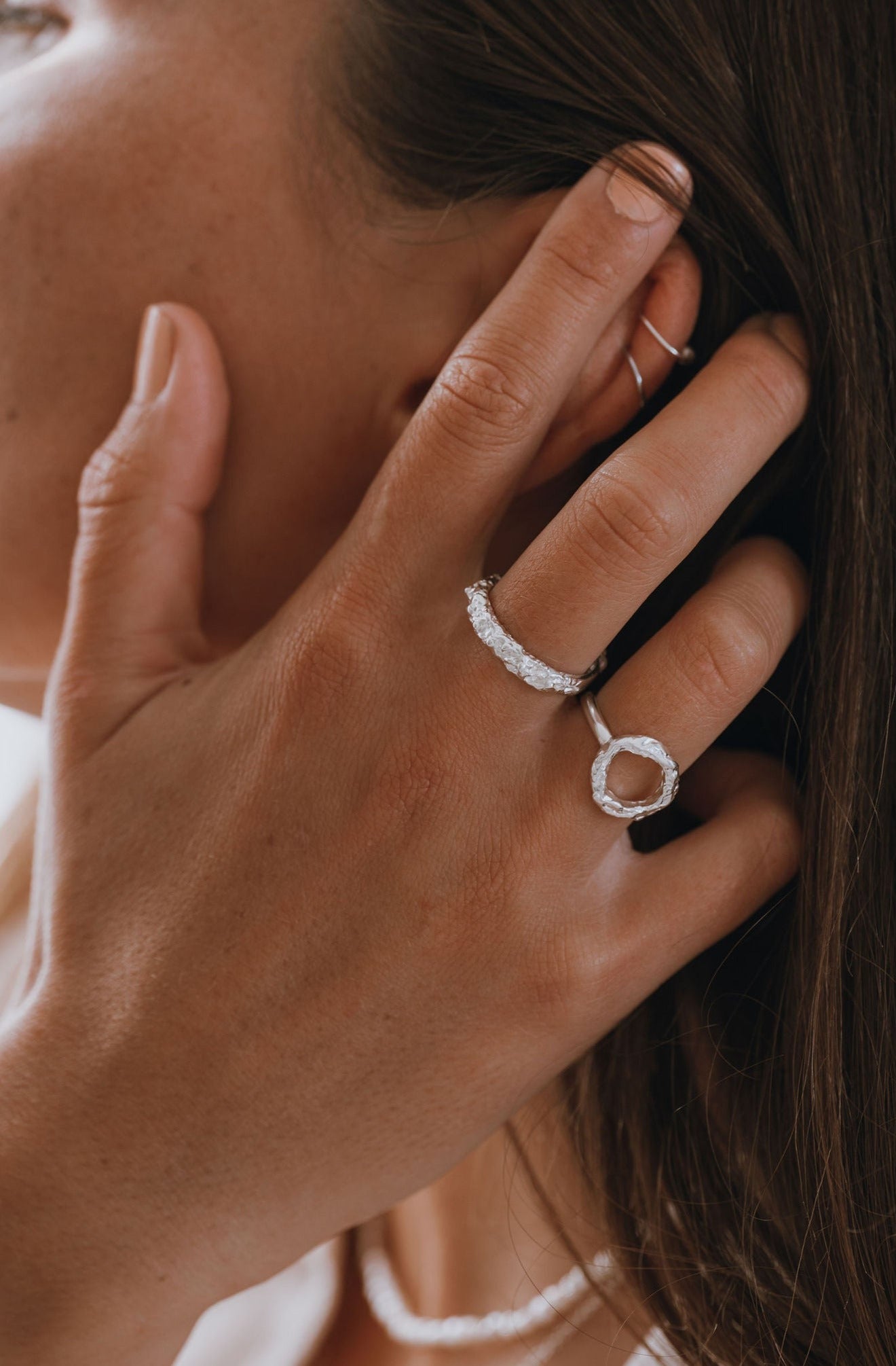 Sterling Silver & Gold Vermeil Organic Molten Hoop Ring