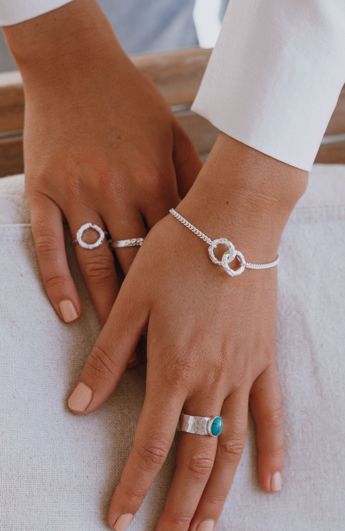 Sterling Silver & Gold Vermeil Molten Links of Love Bracelet