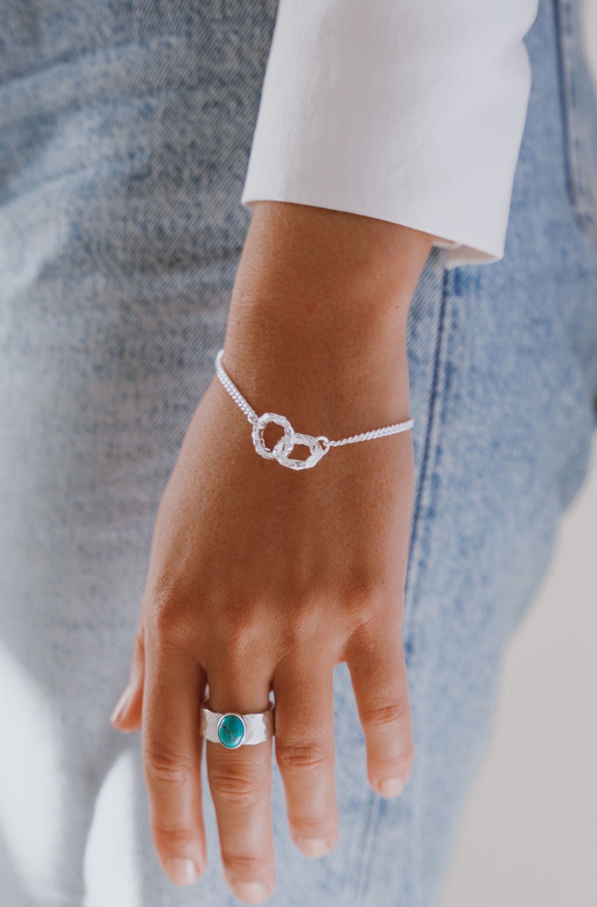Sterling Silver & Gold Vermeil Molten Links of Love Bracelet
