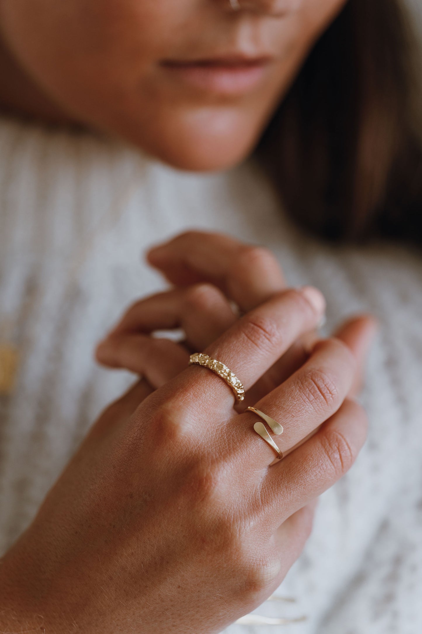 Sterling Silver & Gold Vermeil Elegant Molten Band Ring