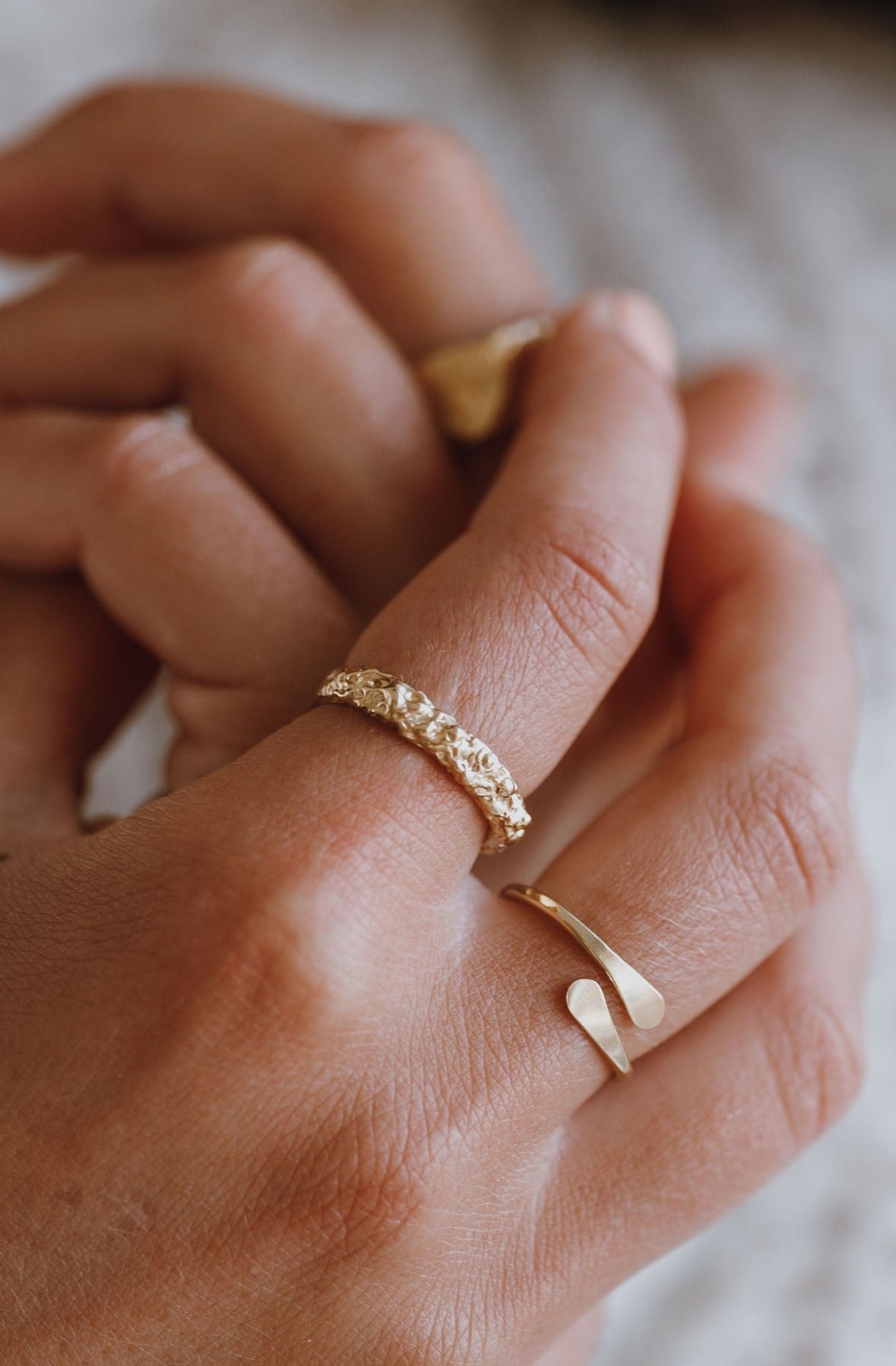 Sterling Silver & Gold Vermeil Elegant Molten Band Ring