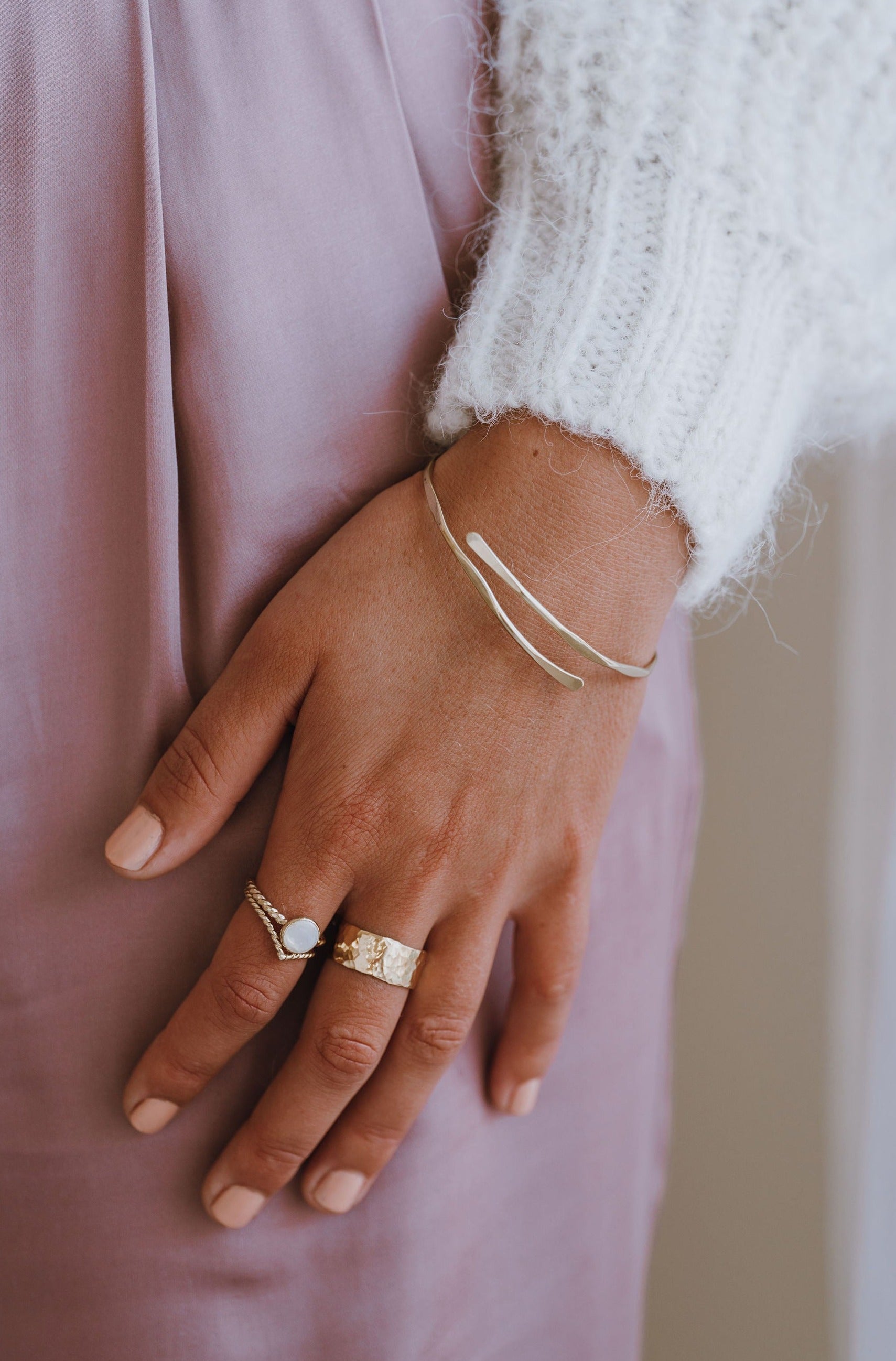Gold Vermeil Hammered Adjustable Cuff Bangle - Myleti Jewellery