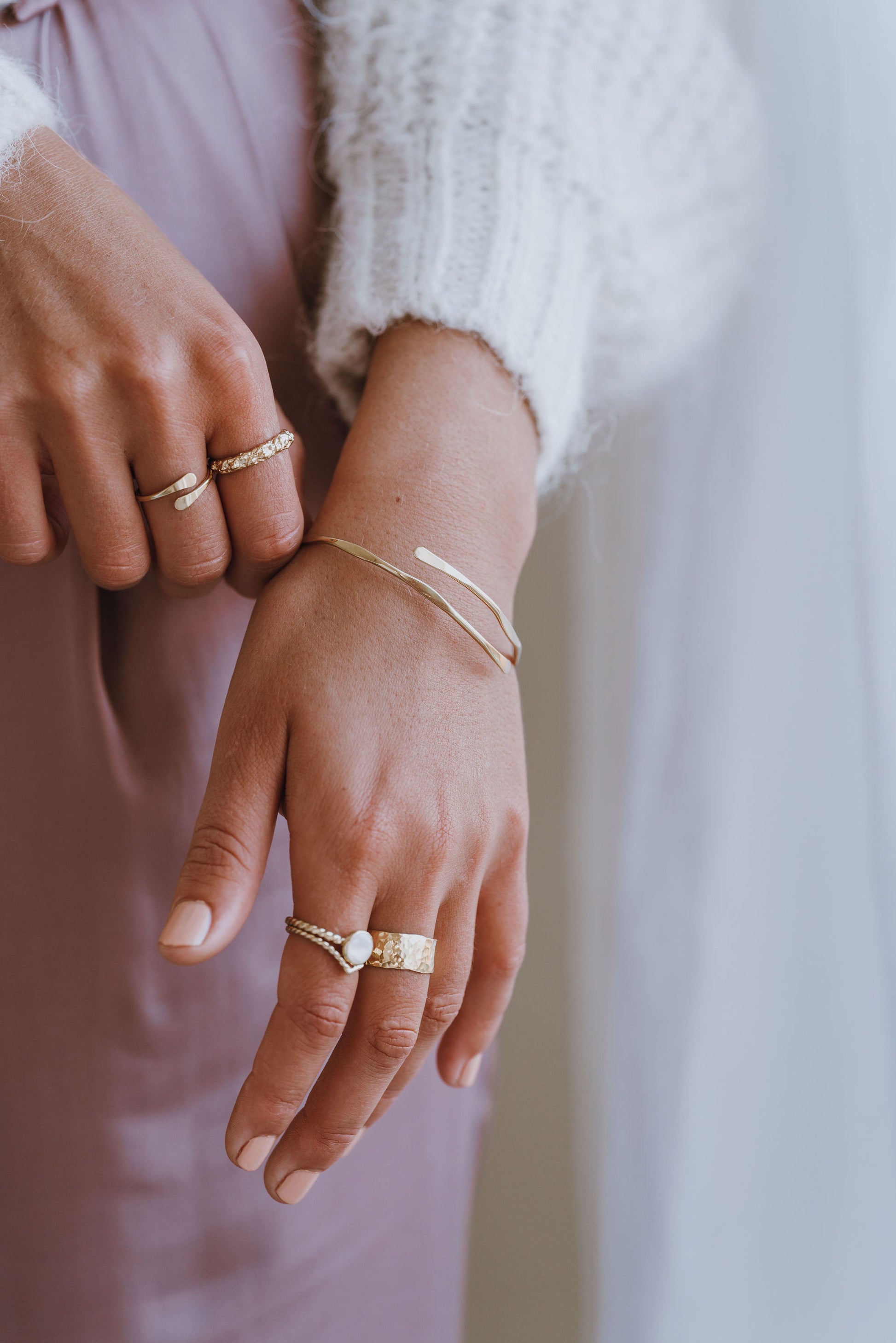 Gold Vermeil Hammered Adjustable Cuff Bangle - Myleti Jewellery
