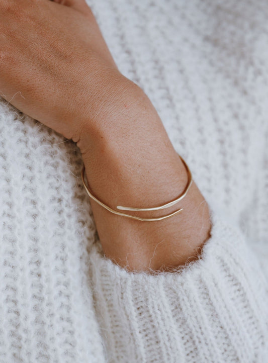 Gold Vermeil Hammered Adjustable Cuff Bangle - Myleti Jewellery