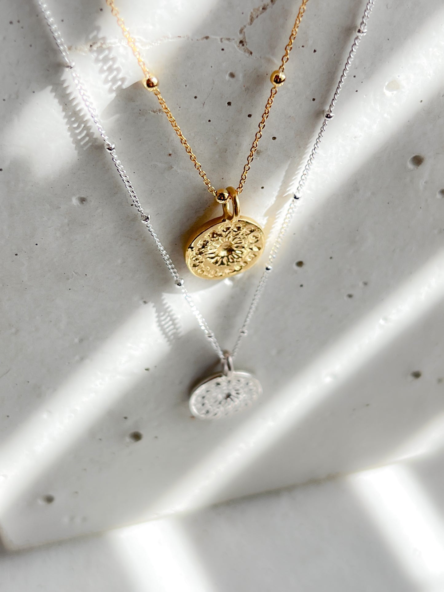 Sterling Silver & Gold Vermeil Family Affirmation Coin Necklace