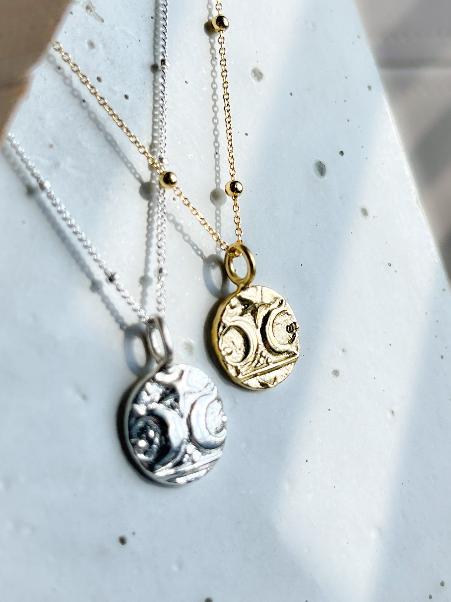 Sterling Silver & Gold Vermeil Warrior Coin Affirmation Necklace