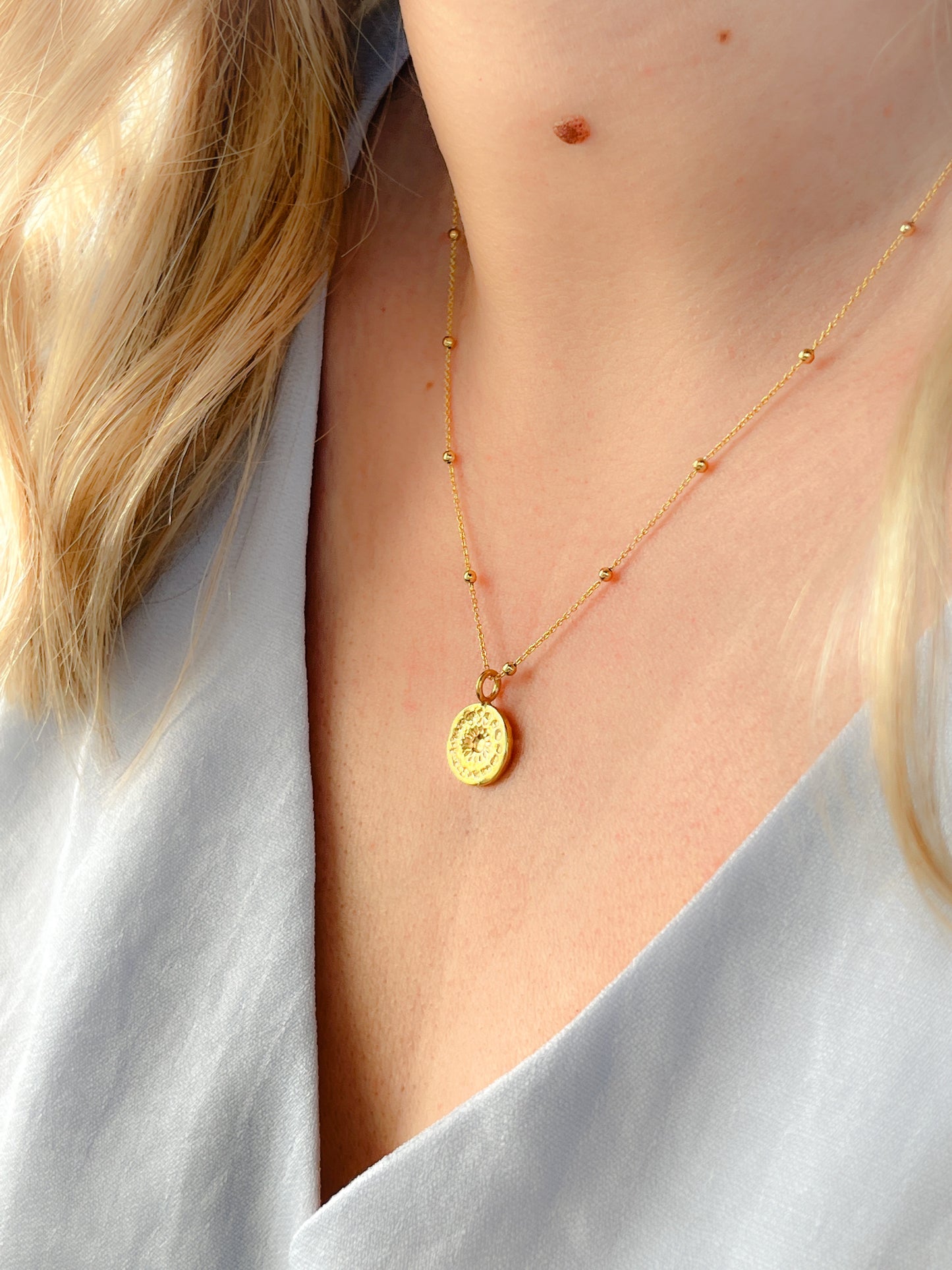 Sterling Silver & Gold Vermeil Family Affirmation Coin Necklace