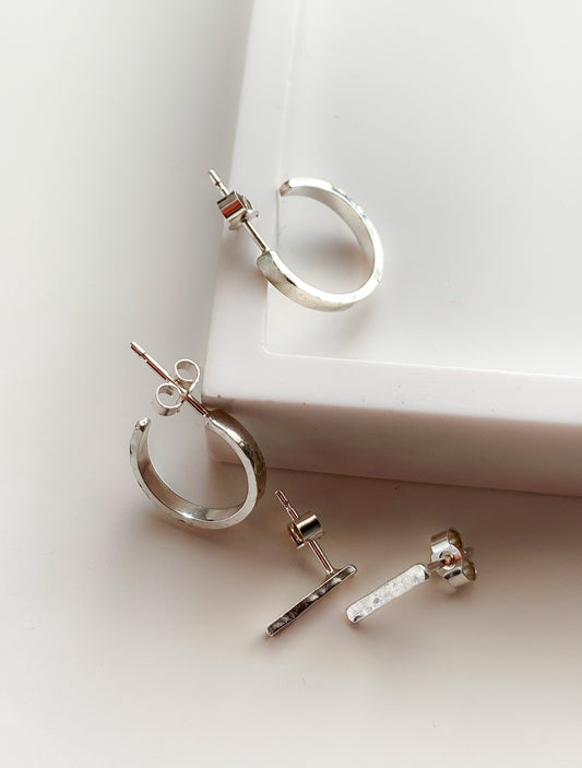 Handmade Mini Hoop and Bar Stud Set Earrings - Myleti Jewellery