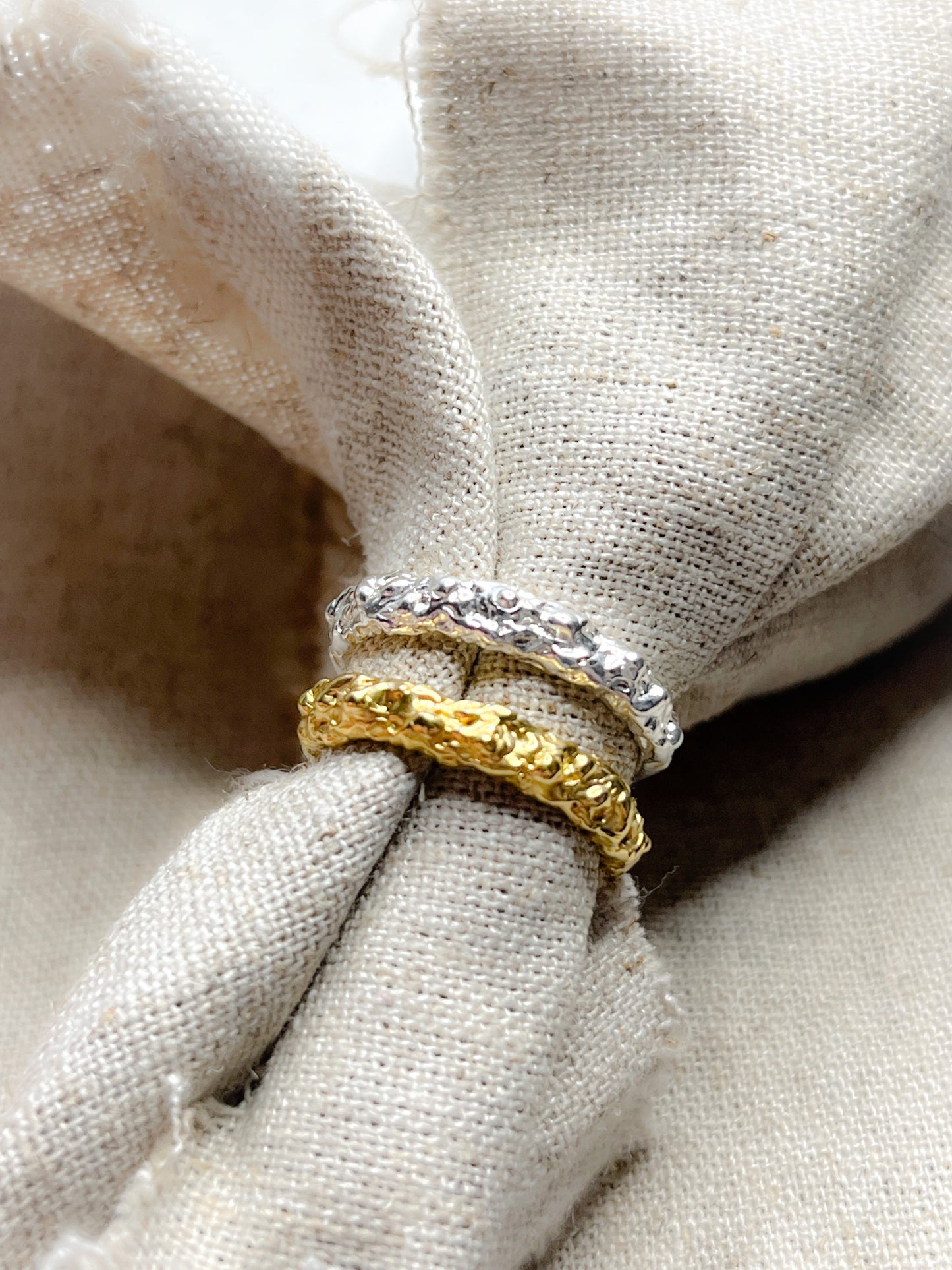 Sterling Silver & Gold Vermeil Elegant Molten Band Ring